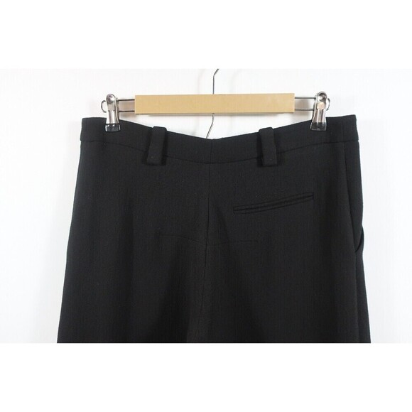 Roland Mouret Black Crepe Wide Leg Pants Wool Silk Lining Cuffed Crop Size 8 10 - Picture 9 of 12